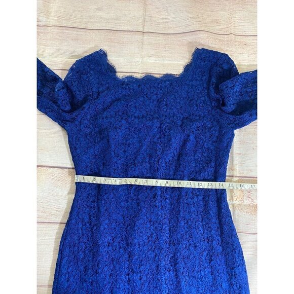 Cache Women's Blue Half Sleeve Lace Cocktail Dress - 10 - Picture 8 of 13